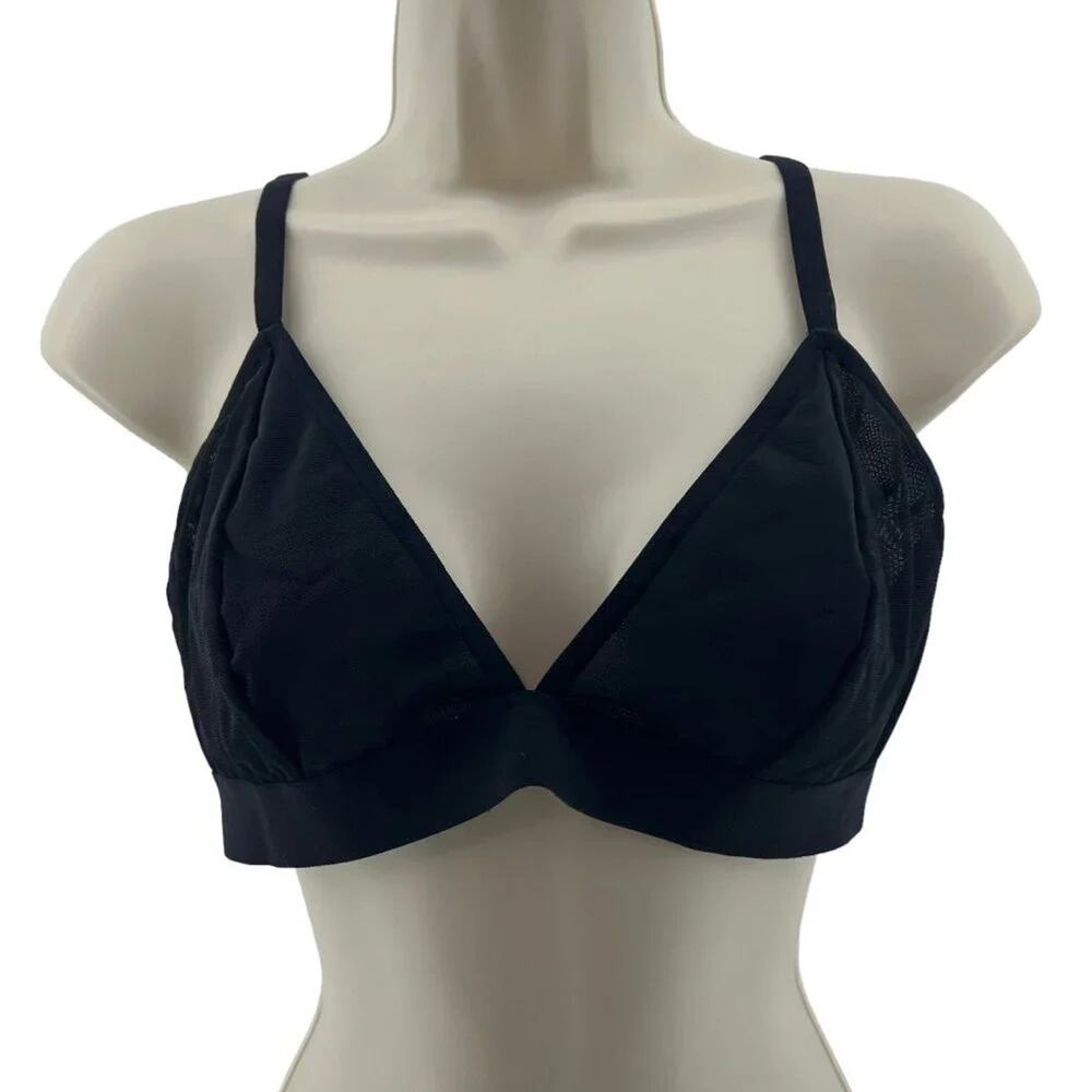 Old Navy Mesh V-Neck Bralette Top Black Jack Bra Size Large